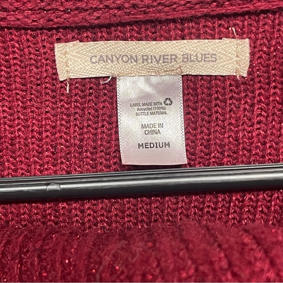 Canyon River Blues Burgundy Cable Knit Cowl Neck Sweater Medium - Picture 3 of 4